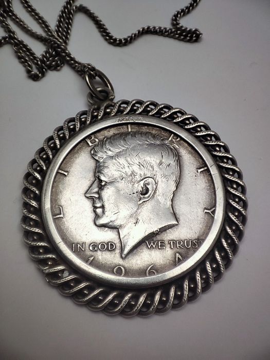 Сребърен синджир half dollar 1964 медальон