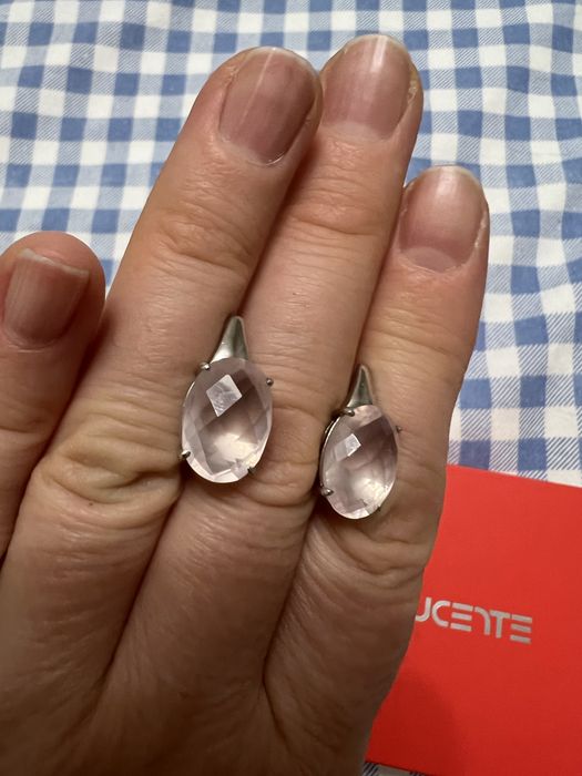 Серьги Lucente из серебра с розовым кварцем
