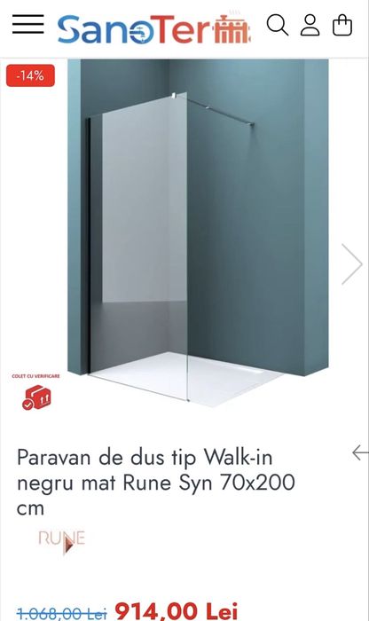 Vand paravan de dus tip Walk-in