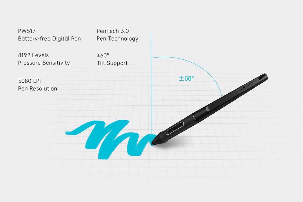 Беспроводной графический планшет Huion Inspiroy Keydial KD200