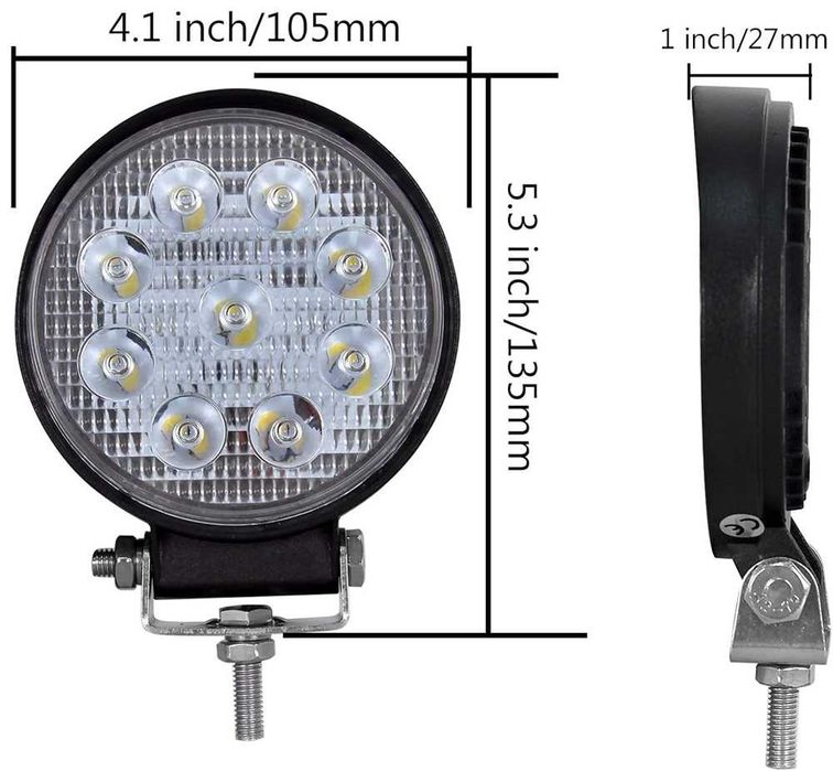 27W LED Диоден халоген с 9 диода - 12/24V