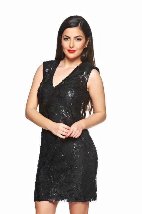 Rochie neagra de ocazie/eleganta cu dantela și paiete noua
