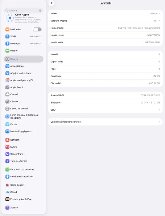 iPad PRO 12,9 inch • 6th generation • 512 GB • NOUA • M2 • Garantie