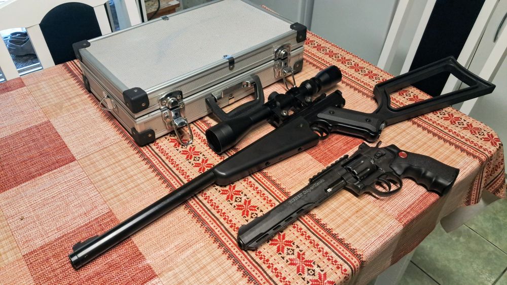 Set Airsoft Ruger Superhawk 8 CO2 + Carabină KJW