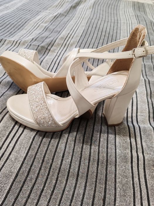 Sandale albe/ivory mireasa cununie nunta