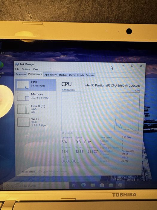 Toshiba Satellite C855 15.6” / Pentium B960 2.2GHz / 4GB RAM / HDD 512GB / Windows 10 Licențiat / Baterie Excelentă