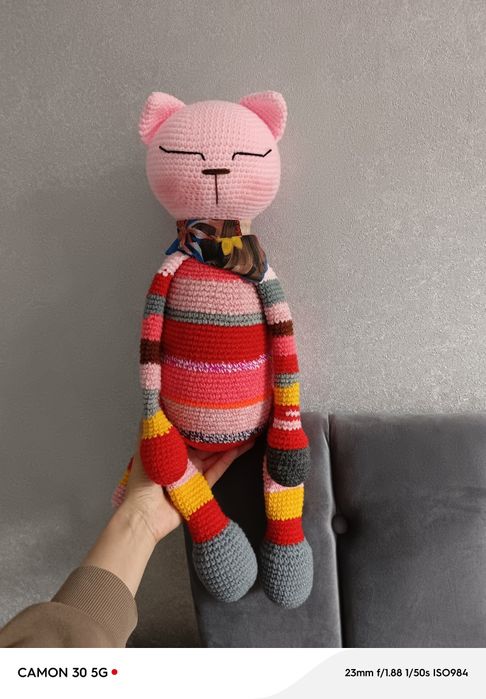 Вязаная игрушка, кот