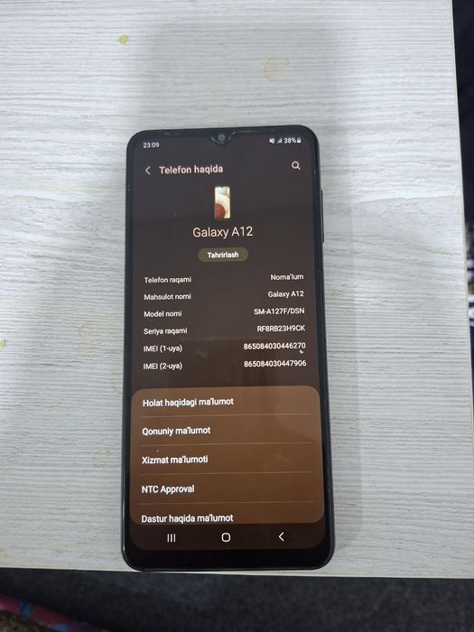 Samsung galaxy A12  holati ideal xotira 32 pul zarur sotilayapti