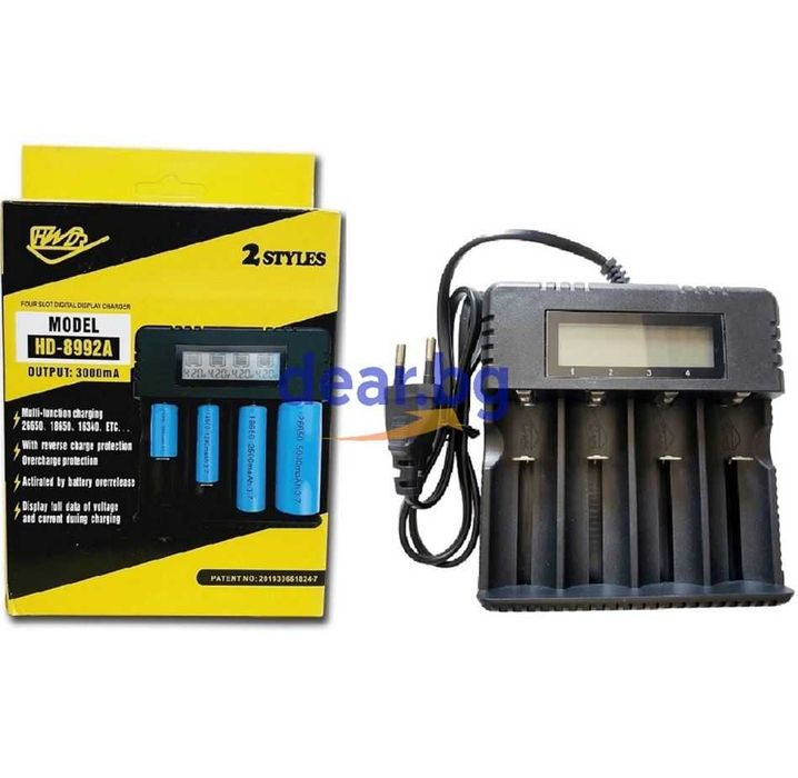 Универално зарядно устройство за 4бр. Li-Ion батерии с дисплей