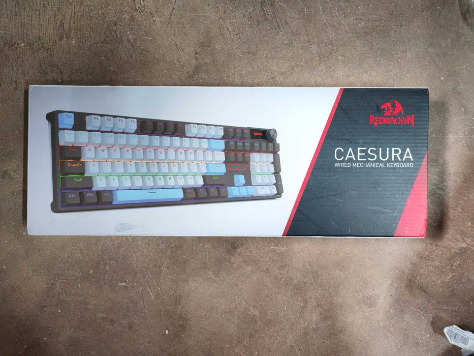 Tastatura gaming mecanica cu fir Redragon Caesura, Iluminare Rainbow, switch-uri rosii, Negru