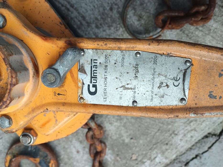 Palan troliu macara scripete manual 3000kg cu parghie si lant 2m