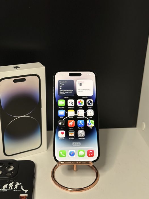 iPhone 14 Pro Space Black 128 GB 92% 128 GB 5G full box + husa ~ cablu