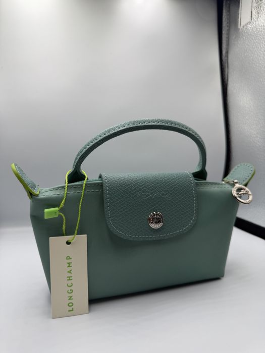 Longchamp Le Pliage Green Pouch with Handle Lagoon.