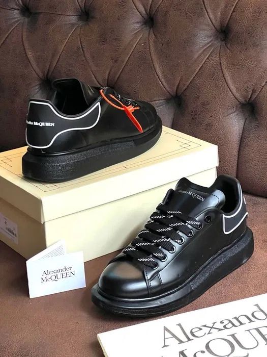 Adidasi Alexander Mcqueen negri/albi piele naturala custom