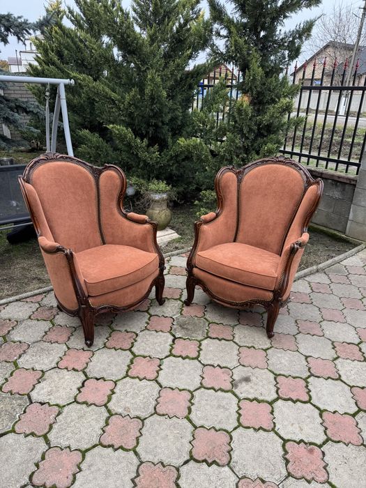 Doua fotolii Bergere - lemn masiv, tapiserie perfecta