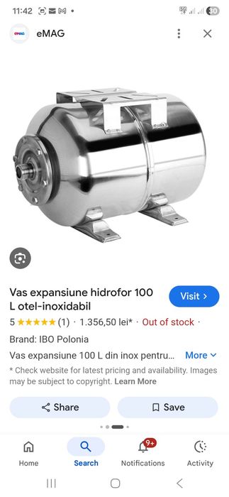 Vas expansiune 100 l inox