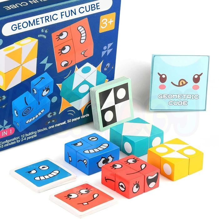 Нова! Логическа игра с кубчета и карти Geometric Fun Cube – (2в1), 3+