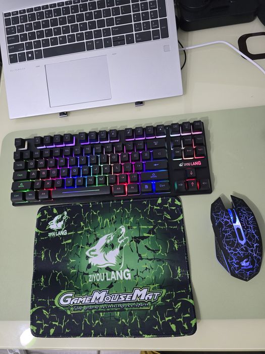 Set Gaming Wireless ZIYOULANG T87 – Tastatură + Mouse + Mousepad (QWERTY, RGB)