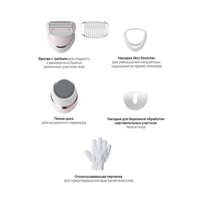 Эпилятор Philips BRE730 Epilator Series 8000 1 Год Гарантия