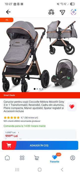 Carucior 3 in 1 Coccolle Grey