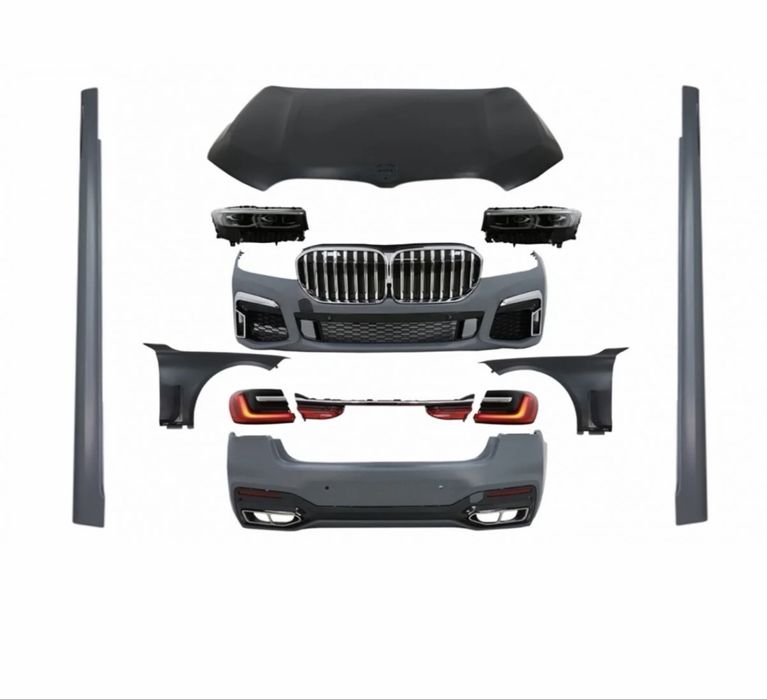 In stoc ! Pachet Complet cu faruri Laser compatibil cu BMW Seria 7 G12 (2015-2019) Conversie G12 LCI 2020 Look M760 Shadow Line Black edition