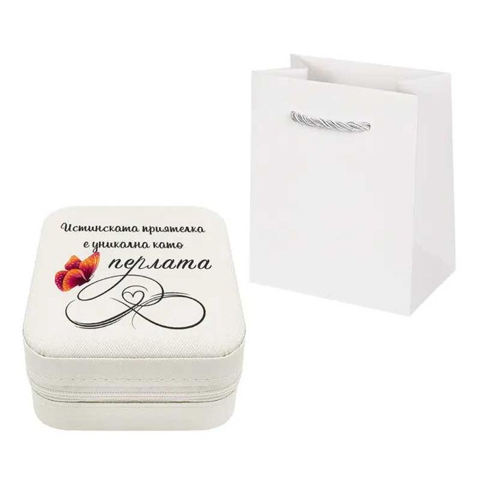 Бижутерка с послание и перла в мида /еко кожа/