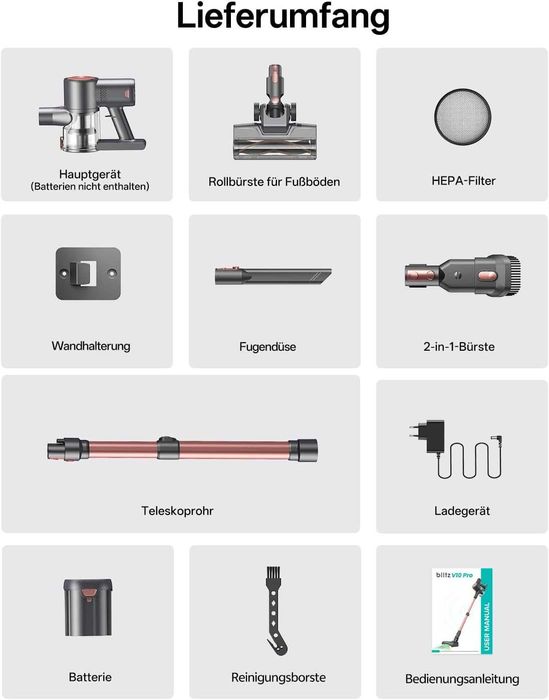 Aspirator vertical cu acumulator Vexilar V10PRO 45000Pa/450W sigilat
