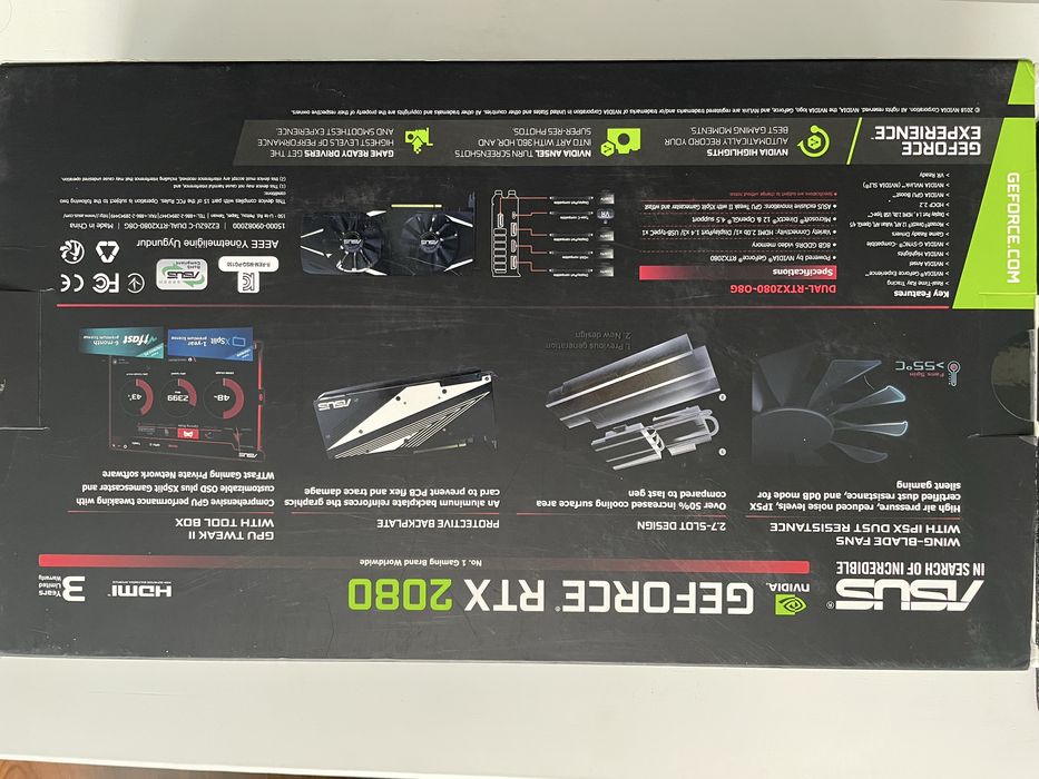 Placa video Asus Nvidia GeForce RTX OC Dual 2080, 8GB GDDR6