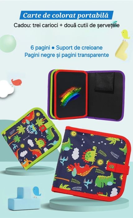 Carte Tabla Magică cu cadou: carioci&șervețele. Reutilizabilă.2 culori