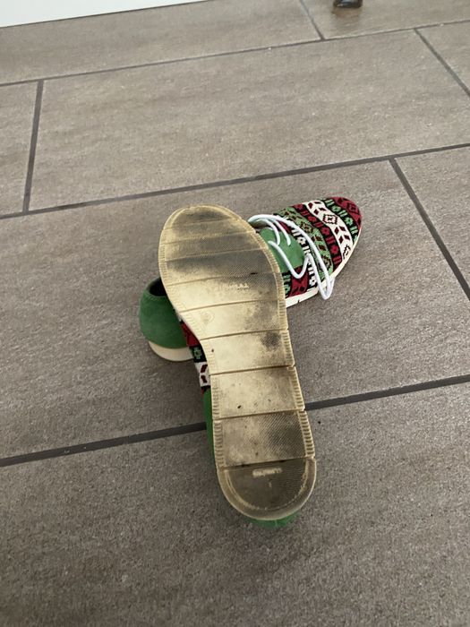 Papuci piele intoarsa cu material textil