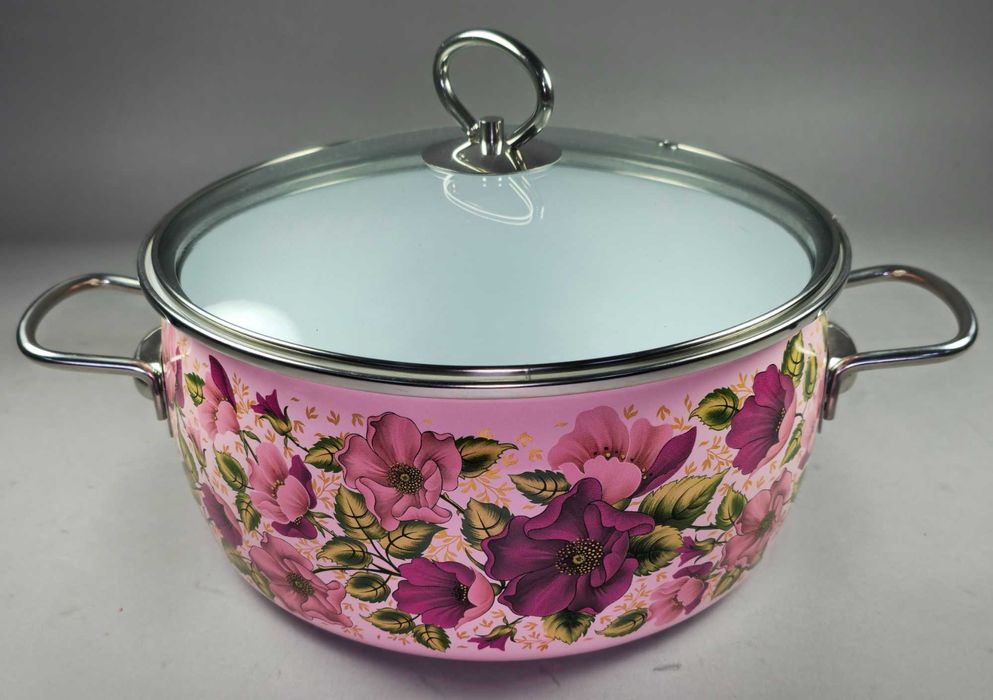 Емайлирана Тенджера със стъклен капак