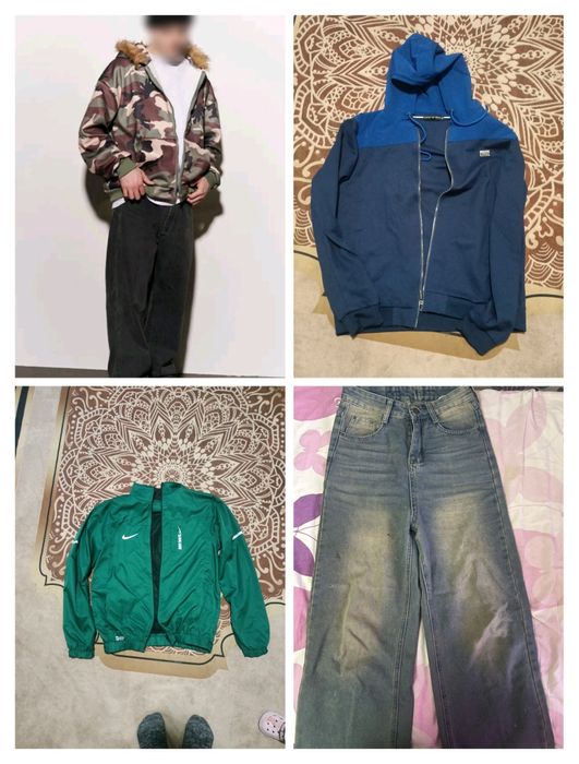 зипка с мехом, олимпика nike,спортивка Armani вниз и верх, джинсы