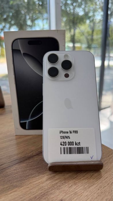 iPhone 16 Pro•128GB/96%White  Айфон 16 Про•128Гб/96%Ақ