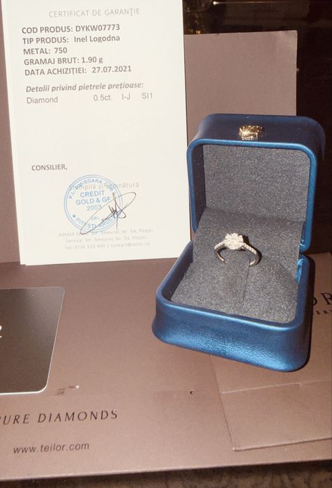 Inel de logodna din aur alb de 18K cu diamante de 0.5ct