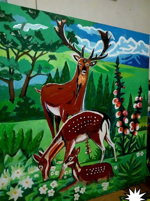 Картина акварел 1,33х1,45 м