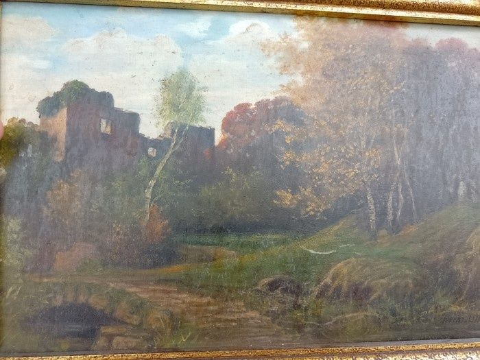 Ulei pe lemn "Peisaj rural