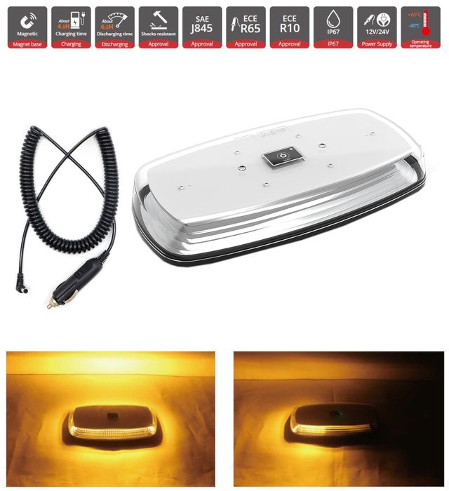 Безжична Led Аварийна Сигнална Лампа Маяк  с презареждаща се батер...