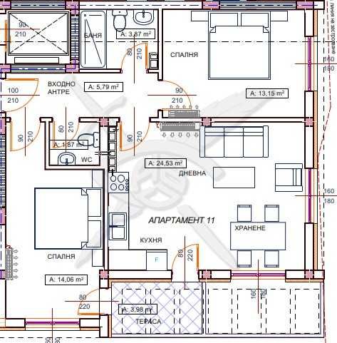 Тристаен апартамент Коматево 1223-34931