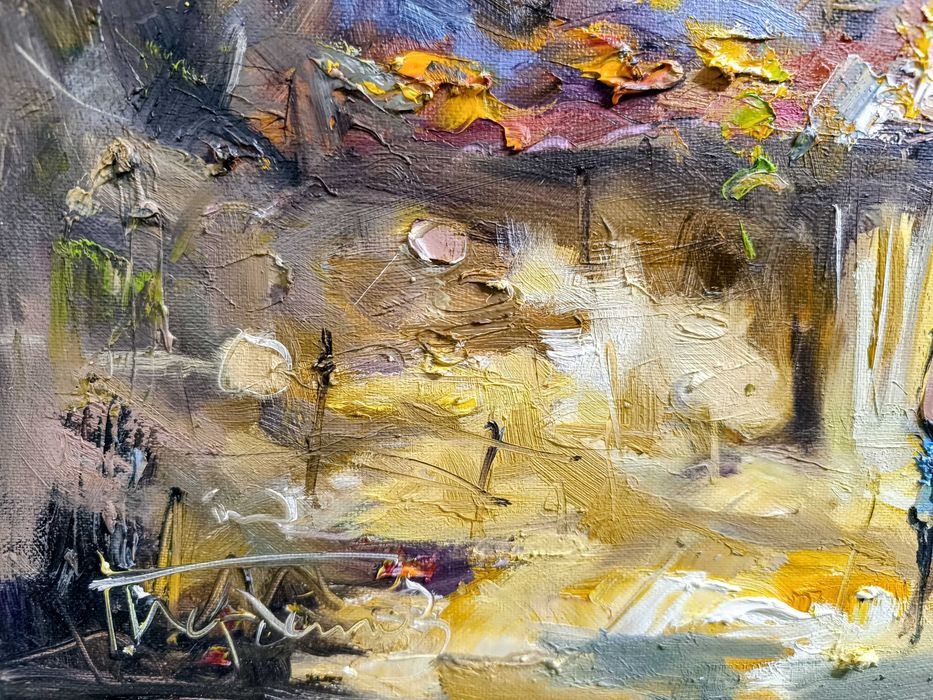 Рисувана, маслена картина на художник Йорданов "Заминаване"