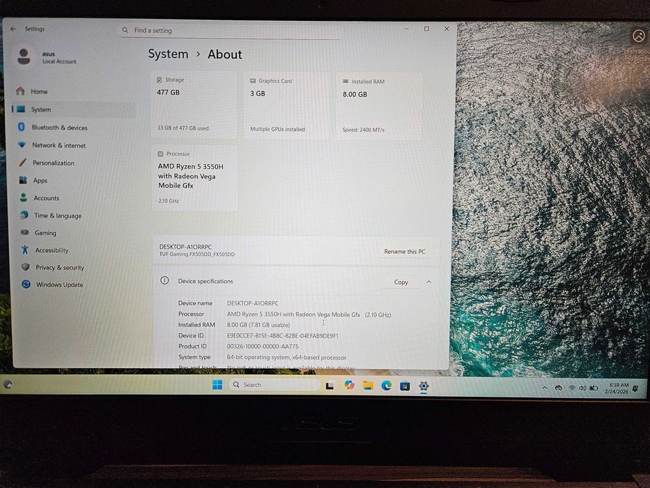 Laptop Gaming ASUS TUF FX505DD