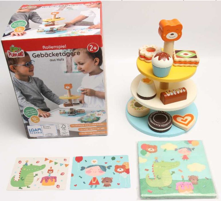 Дървен стелаж за торти и кексове. Етажерка на 3 нива за симулации