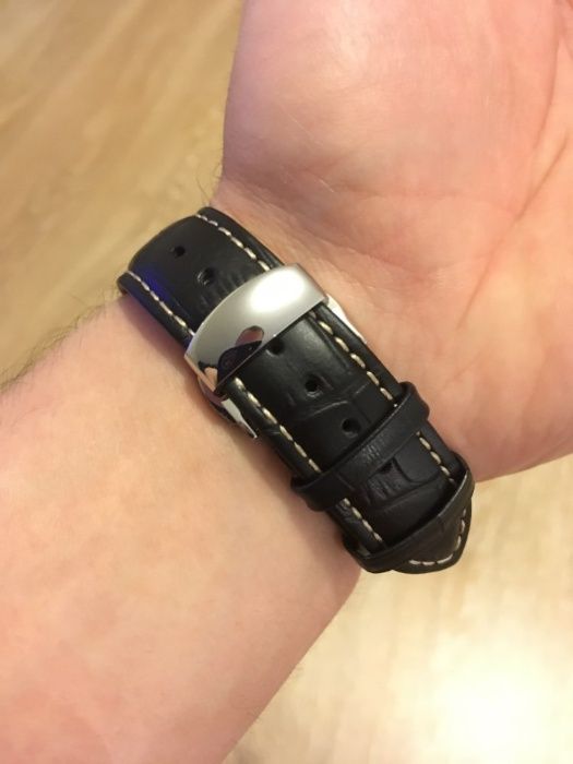 кожена каишка за часовник пеперуда 20, 22 mm.