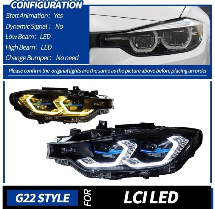 ЛЕД Фарове BMW F30 LED Laser Оборудван!! Plug & Play Bi-color Halogen
