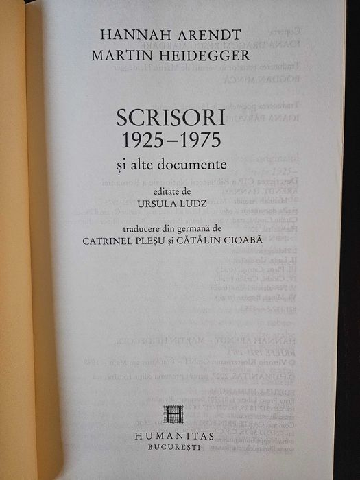 Martin Heidegger, Hannah Arendt, Scrisori 1925-1975