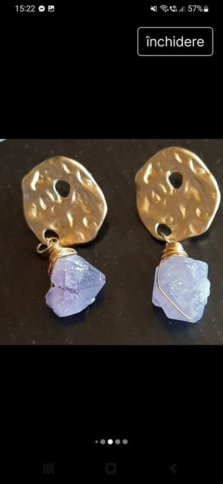 Cercei noi din ametist brut