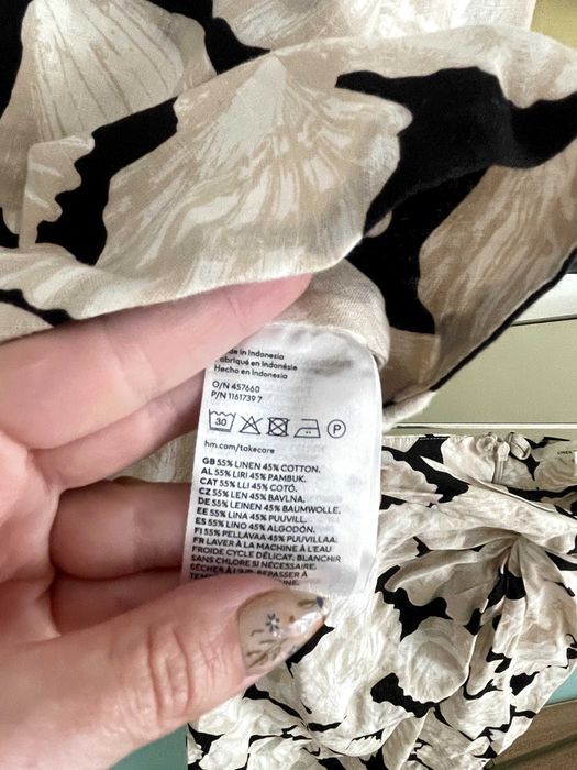 комплект от пола и риза със десен на раковини смес от лен и памук H&M размер М