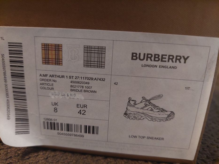 Sneackers Burberry Arthur originali noi
