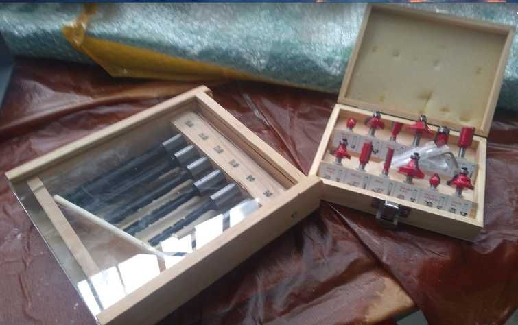 Set profesional de freze si burghie pentru caneluri cepuit lemn