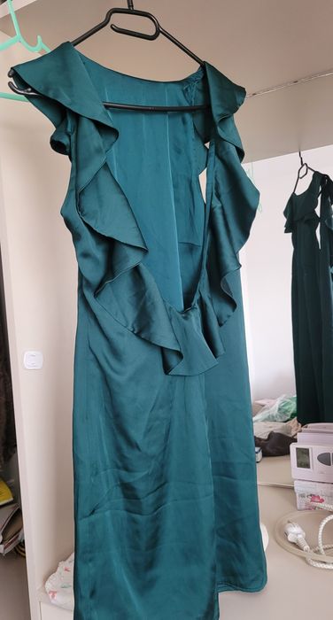 Rochie verde smarald satin H&M 36 S