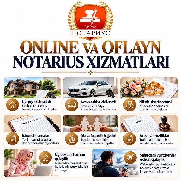 Online va Oflayn Notarius Xizmatlari